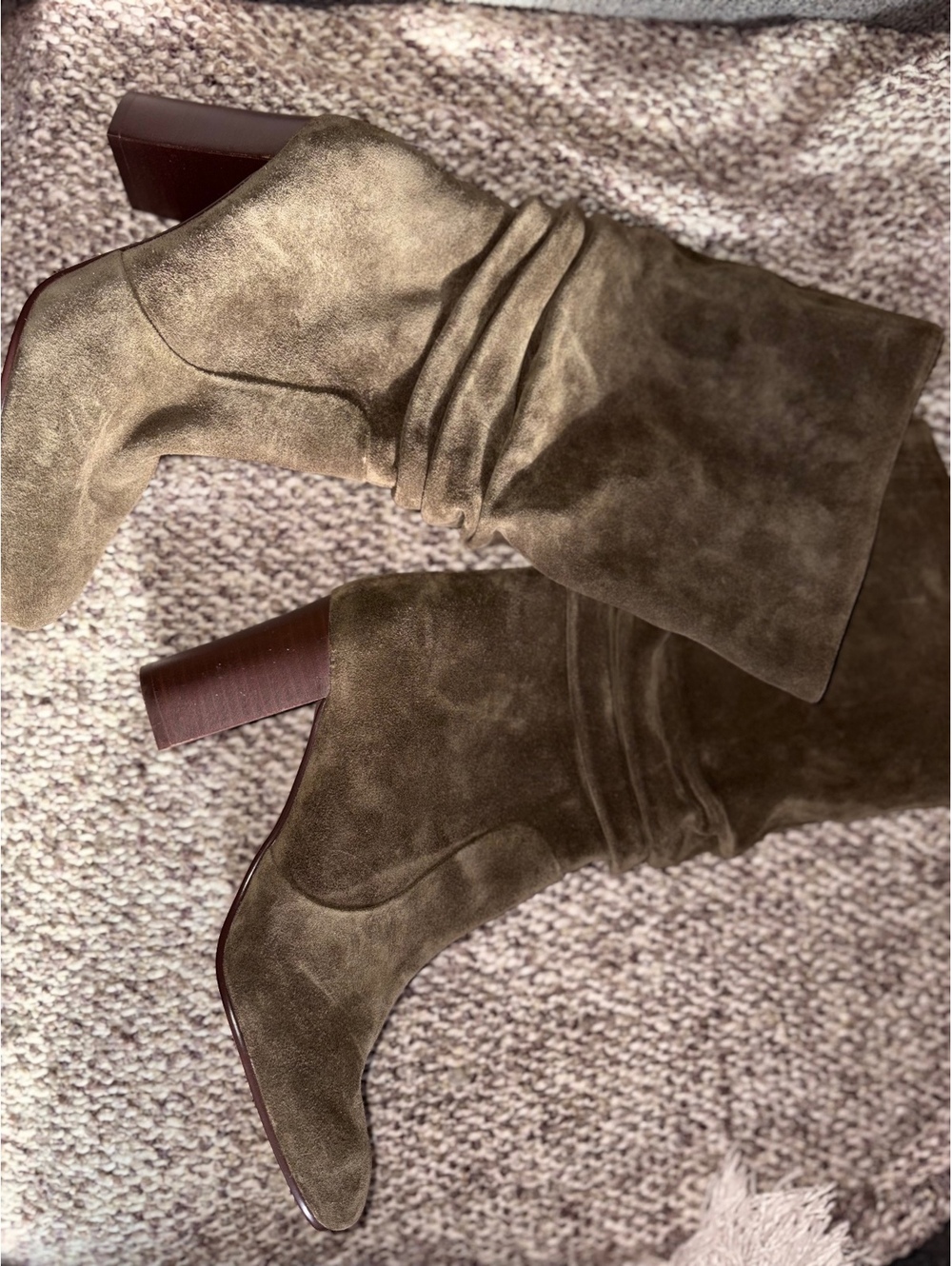 Johnston & Murphy Charlotte Slouch Boots 7 Brown Suede Western Boho Fall